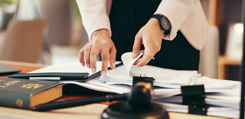 attorney flipping pages